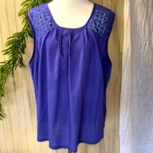 Boden Purple/Blue Sleeveless Lace Accent Blouse Size 8